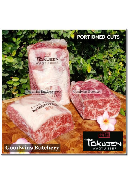 Beef blade OYSTER BLADE WAGYU TOKUSEN marbling <=5 daging sapi sampil oyster AGED FROZEN half cuts (price/pc 1kg)